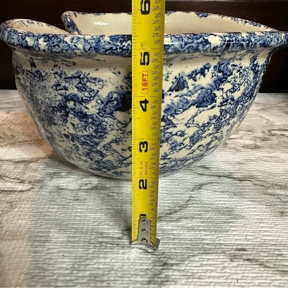 Casey Pottery Heart Shaped Speckled Sponge Pattern‎ Blue Stoneware Pottery Bowl